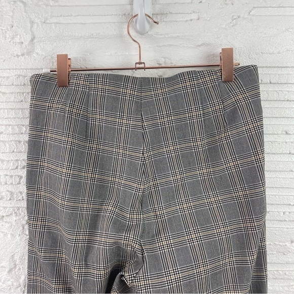 Zara Gray Plaid High Waist Flat Front Skinny Trousers Academia University SZ M - Picture 9 of 13
